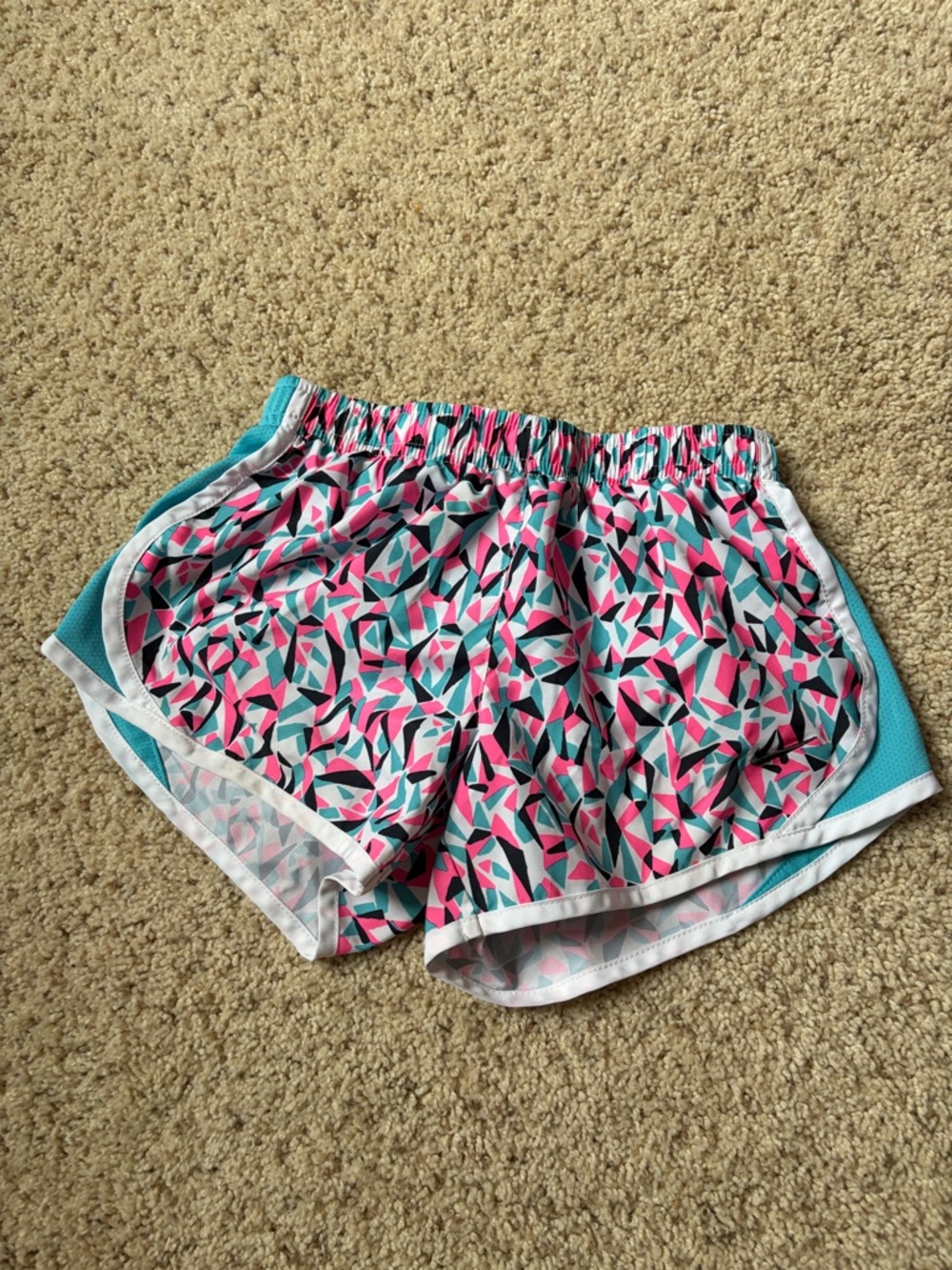 Nike Women’s Geometric Print Athletic Shorts - Pink & Teal